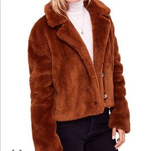 NWT Free People Mena Faux Fur Jacket L